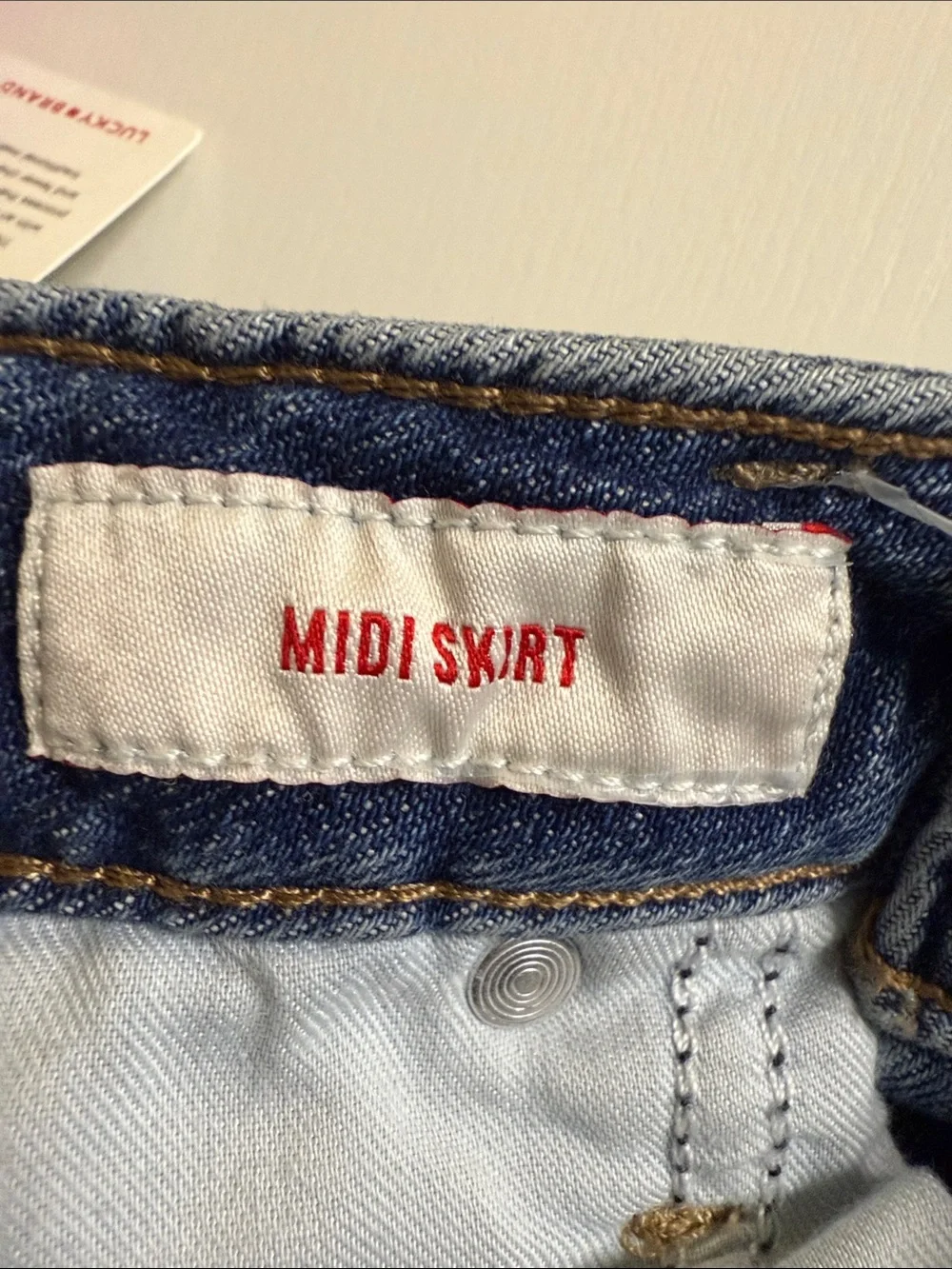 Lucky Brand Light Blue Denim Jeans with Tan Leather Logo Patch